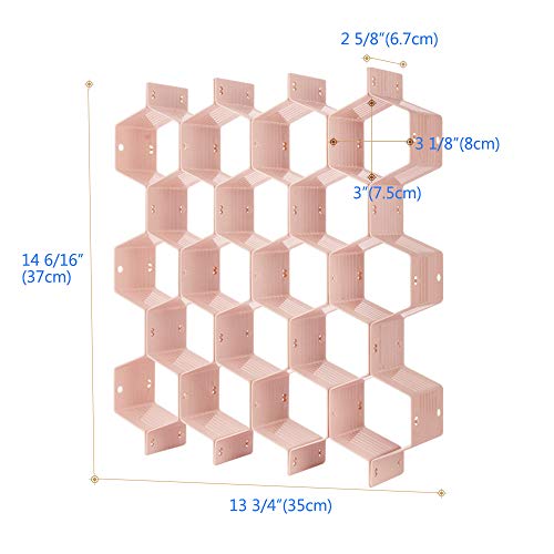Poeland Drawer Divider Organizer Adjustable DIY Grid Honeycomb Drawer Divider for Underwear Belt Scarf Socks Pink 2 Pack - color: Pink(2pack)