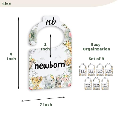 Jungle Animals Baby Closets Organizer, Nursery Closets Dividers for Newborn to 24 Months, Greenery Hangers with Double Size Dividers - color: Green