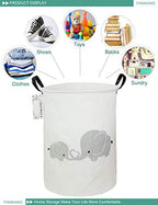 FANKANG Storage Basket, Nursery Hamper Canvas Laundry Basket Foldable with Waterproof PE Coating Large Storage Baskets for Kids Boys and Girls, Office, Bedroom, Clothes,Toys（Love Elephant） - color: Love Elephant