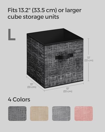 SONGMICS Storage Cubes, 13 x 13 x 13 Inches Non-Woven Fabric Bins with Double Handles, Set of 8, Closet Organizers for Shelves, Foldable, for Clothes, Ink Black UROB833B01 - color: Ink Black, size: 8 Pack (13"L x 13"W x 13"H)