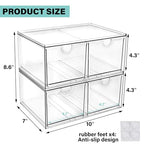 Prsildan Stackable Clear Makeup Organizer, 2 Pack Acrylic Storage Drawers with 4 Drawers for Vanity Bathroom Office Desk Modular Drawer System for Cosmetics Jewelry Toiletries Home Organization - style: Style2-4Drawers