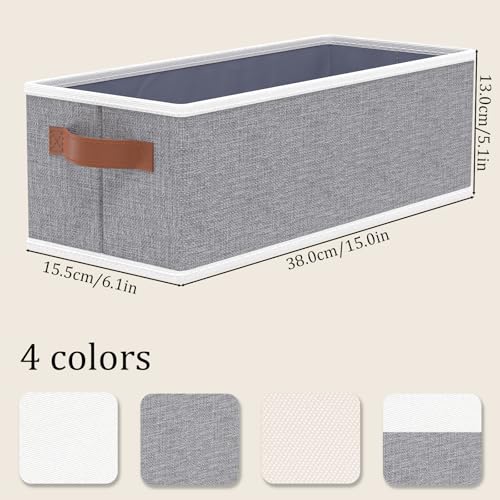OUTBROS Storage Baskets, Foldable Bins for Shelves, Fabric Boxes With Handles, Wardrobe Organiser, For Bedrooms, Living Rooms, Grey, 15 x 6.1 x 5.1 inch, 3-Pack - color: Grey, size: 15x6.1x5.1in(3-Pack）