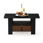 Furinno Andrey Coffee Table with Bin Drawer, Americano/Medium Brown, Small Non-Lift Top - color: Americano/Medium Brown, style: 2 Bin