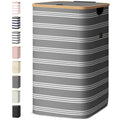 BALEINE Laundry Hamper with Lid, Tall Laundry Baskets with Bamboo Pull Handles, Large Laundry Bin with Internal Support (18 Gal/70L, Grey Pinstripe) - color: Grey Pinstripe, size: 70 liters