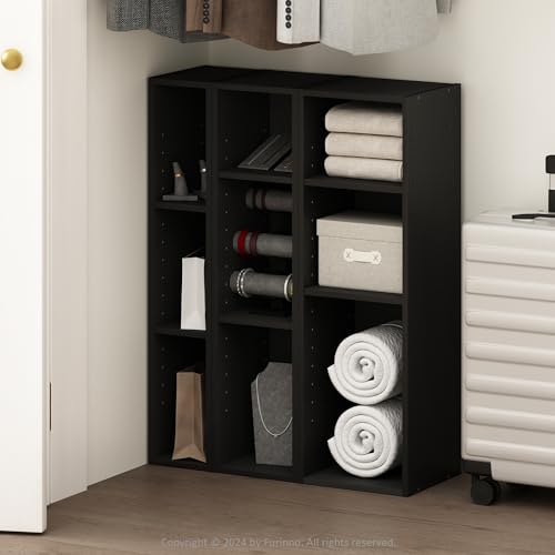 Furinno Reed 3-Tier Closet Organizers and Storage, Closet Organizer, Open Shelf Closet Storage, for Wardrobe, Bedroom, Living Room, 8-Inch Width, Blackwood - color: Blackwood, size: 3-Tier; 7.9" W