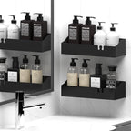 Acrylic Shower Organizer 3 Pack, Acrylic Adhesive Shelves Wall Mounted Bathroom Shower Caddy, No Drilling Required, Suitable for Shower and Kitchen Storage - color: Matte Black