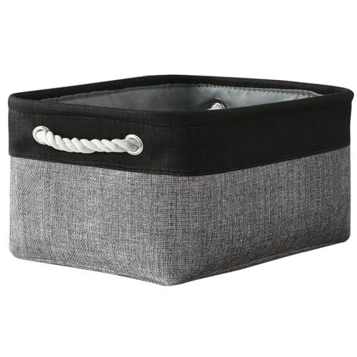 TheWarmHome Storage Basket for Organizing - 1 Pack 14x10x6.7 inch Collapsible Storage Bins for Shelves, Dog Toy Bin for Closet Organizer laundry Gift Cloth Nursery (Grey & Black) - color: Black&Grey, size: Medium -13.8Lx9.8Wx6.7H