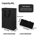 Odonata Slim Laundry Hamper Handles Collapsible Laundry Basket Thin Dirty Clothes Basket Narrow Laundry Bag Foldable Dirty Hamper 45L (Black) - color: Black