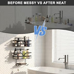 Shower Caddy 3 Pack - Shower Organizer Shelves Rack Rustproof No Drill Self Adhesive Shower Caddies with Soap Dish & Side Hooks for Bathroom Kitchen Storage, Black
