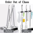 3 Racks and 4 Hooks Broom and Mop Holder Wall Mounted Garage Organizer Storage Tool Racks Stainless Steel Heavy Duty Hooks Self Adhesive Solid Non-slip Wall Hangers for Home Kitchen Garden Laundry - color: 3 Racks & 4 Hooks (Silver) - 1 Pack