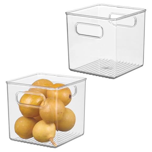 iDesign Pantry Storage Bins with Handles - Cube Organizer Bins for Cabinets or Fridge - Set of 2 - Clear - style: Pack of 2