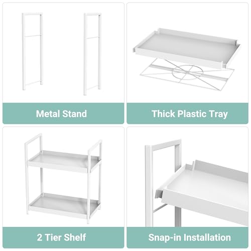 Bathroom Organizer Countertop, 2 Tier Counter Storage Shelf for Makeup Perfume Skincare Cosmetic Beauty Product, Small Vanity Countertop Tray Stand Rack Holder for Bathroom Sink Dresser, White - color: White