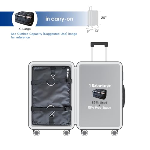 Grand Fusion Stow-N-Go Packing Organizer for Luggage, Portable Hanging Travel Shelves, Carry-On Closet, Hanging Packing Cubes, Collapsible Carry-On Organizer for Cruises & Hotels. Black - XL - color: Black, size: XL = (L) 17.7" x (W) 11.8"