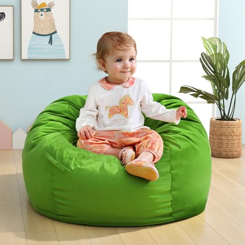 Hobestluk Bean Bag Chairs 2.5FT Bean Bag Chair with Memory Foam Filled & Machine Washable Cover,Beanbag Chair, Small Bean Bag Chairs for Playroom, Living Room, Bedroom - color: Lime, size: 2.5FT - 28.5" x 28.5" x 17.8"
