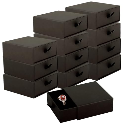 Coobbar Luxury Velvet-Lined Jewelry Gift Box 12-Pack, Compact Drawer Style Organizer for Earrings & Rings, Elegant Bracelet Display Box, Small Jewelry Storage Box, 3.5x3.5x1.26 Inches (Coffee) - color: Coffee