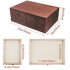 Wood Desktop Organizer Wooden Storage Cabinet with 3 Drawers Tabletop Counter Jewelry Storage Small Organization Box for Home Office Supplies (13 * 9 * 6in)