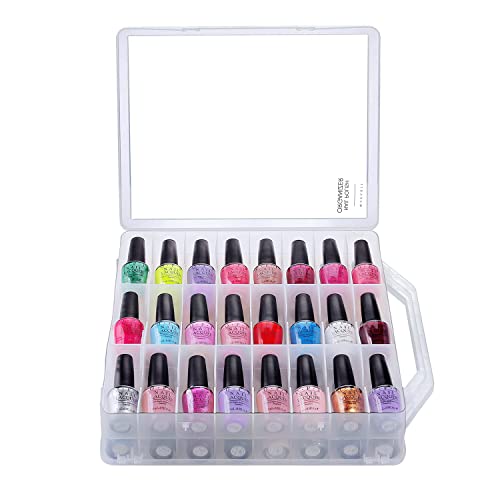 Makartt Nail Polish Organizer: Clear Nail Polish Holder for 48 Bottles, Portable Sturdy Gel Polishs Organizer Case with 8 Adjustable Dividers, Double-Sided Opening Space Saver for Salon & Home Use - size: Clear 48 bottles