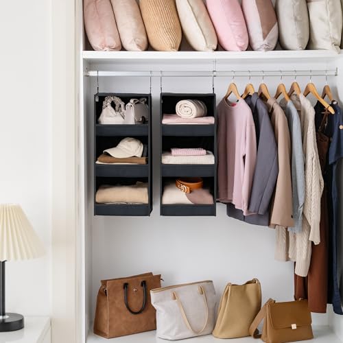 GRANNY SAYS Hanging Closet Shelf, 3-Shelf Foldable Hanging Organizers and Storage, Hanging Organizer for Camper Organization, Black, 2-Pack - color: 3-shelf Black, size: 2-Pack
