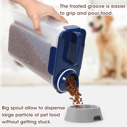 TBMax Large Cat Food Storage Container, Portable Dog Food Container with Upgraded Large Spout and Cup, Travel Pet Food Storage Dispenser for Kibble Storage, Bird Seed Container - Dark Blue - color: Dark Blue, size: 6 Qt