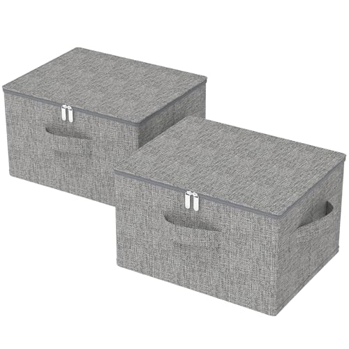 Underbed Storage Box, Foldable Cube Baskets with Lid, Bins for Organizing Clothes, Shoes, Blankets, Pillows, 19.6x15.7x11.8Inches, Grey, 2 Pack - color: Grey, size: 19.6x15.7x11.8in(2 Pack)