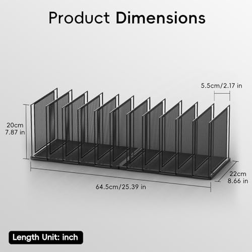 File Organizer for Desk, 11-Section Vertical File Sorter, Paper Holder Organizer Standing Metal File Folder for Office Home Classroom, Black - color: Black, size: 1 Pack 11-Section