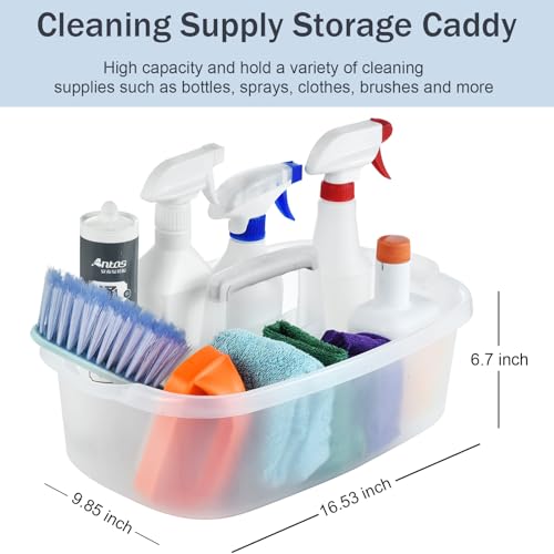 ALINK Plastic Cleaning Storage Caddy with Handle, Large Shower Caddy Basket Organizer for Dorm, Bathroom, Tool, Garden, Kitchen, Cleaning Supplies - Clear - color: Clear