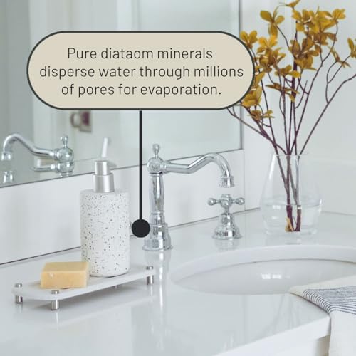 Premium White Squared Sink Caddy - Water-Absorbing Diatomaceous Earth Tray for Sink with, Elevated Stainless Steel Feet, Non-Toxic, Fast-Drying, Kitchen or Bathroom (Driftwood) - color: Driftwood