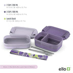 Ello 2-Pack Bento Box Lunch Stack Plastic Food Storage Container | Leak-Proof Locking Plastic Lids | Silicone Base | BPA-Free | Freezer Microwave and Dishwasher Safe | Wisteria - color: Wisteria