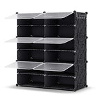 HOMIDEC Shoe Rack Organizer, 6 Tier Storage Cabinet 24 Pair Plastic Shoe Shelves for Closet Hallway Bedroom Entryway - color: Black, style: 2 by 6