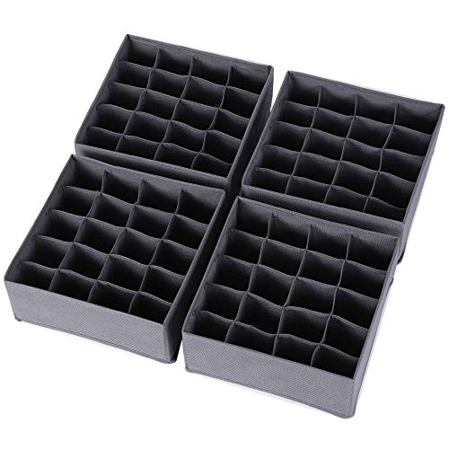DIOMMELL 4 Pack Foldable Cloth Storage Box Closet Dresser Drawer Organizer Fabric Baskets Bins Containers Divider for Clothes Underwear Socks Lingerie Clothing, Dark Grey 40-0000 - color: Dark Grey