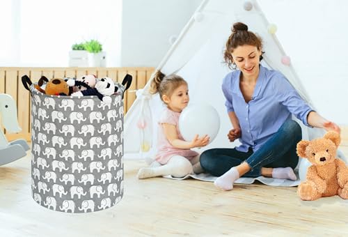 KUNRO Kids Laundry Hamper Clothes Gift Basket Storage Laundry Baskets Organizer Bin with Handles for Nursery Room (Elephant) - color: Elephant