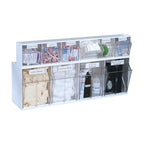 Deflecto Interlocking Tilt Bin, 4 Bin Unit, Clear and White, 23-5/8” x 8-1/8” x 6-5/8” (20403OP) - style: 4 Bins