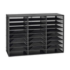VEVOR Literature Organizer, 27 Compartments Metal Office Mailbox with Detachable Wire Mesh, Mailbox Sorter with Wooden Top, Countertop Office Home Storage Organizer for File, Document, Paper, Black