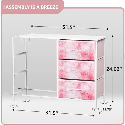 Sorbus Kids Dresser with 6 Drawers - Storage Chest Organizer Unit with Steel Frame, Wood Top & Handles, Tie-dye Fabric Bins for Clothes - Wide Furniture for Bedroom Hallway Kids Room Nursery & Closet - color: Pink Tie Dye, style: 6-Drawer