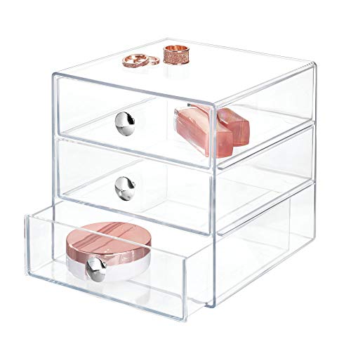 iDesign 3-Drawer Stackable Makeup Organizer - Clear Plastic Drawers for Bathroom, Vanity, or Desk - color: Clear, style: Pack of 1