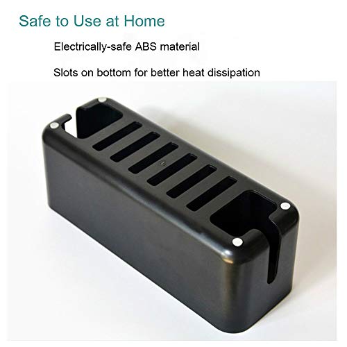 Cable Management Box| Power Stripe Organizer|Cord Organizer Box| Hide and Conceal Power Strips and Electrical Cords from TVs, Computers, and Desks| Keep Pets Safe - color: Black