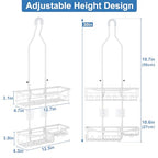 Upgraded Extended Length Shower Organizer with Hooks, Rustproof Shampoo Soap Holder, Large Hanging Bathroom Caddy - color: White - 2 Tier - Standard