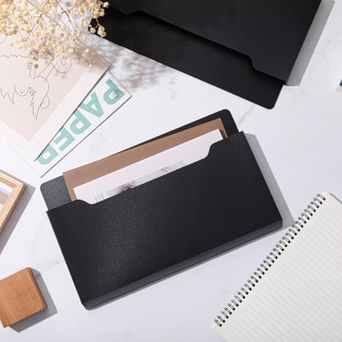 Fuutreo 6 Pcs Magnetic Wall File Organizer Magnetic Wall File Holder Refrigerator Magazine Holder for Mail Letters Paper(Black,Horizontal-large) - color: Black, size: Horizontal-Large