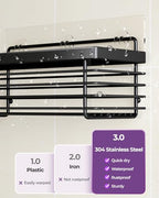 ODesign Shower Caddy 3 Pack SUS304 Stainless Steel-No Drilling-Shower Bathroom Shelves Rack,Rustproof Wall Mounted,Adhesive Shower Shelf Basket Organizer-Black - color: Black