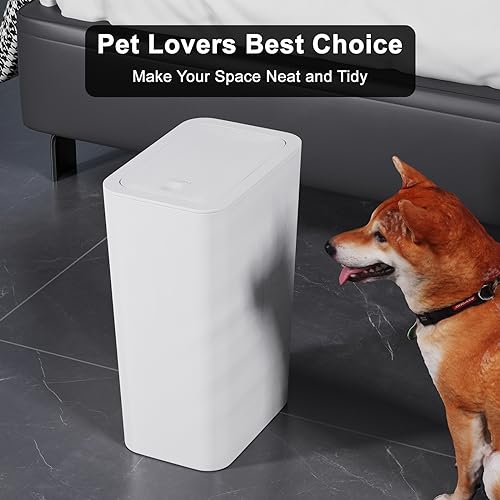 N. NETDOT 3 Pack 3 Gallon Small Trash Can with Lid, Bathroom Garbage Can with Pop-Up Lid, Waste Basket for Bathroom, Kitchen, Bedroom, Powder Room, Craft Room, Office, College (Off White) - color: 3gal Off White