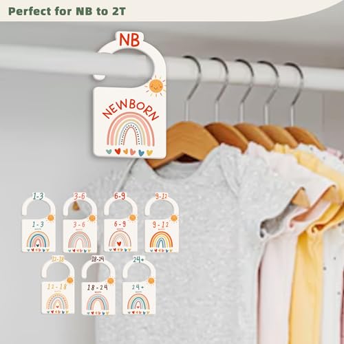 JMOST Boho Rainbow Baby Closet Dividers for Nursery Closet Organizer, Newborn to 24 Months Size Clothes, Hangers with Size Dividers, Double Sided - color: Boho Rainbow