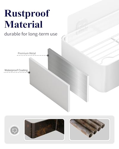 Kitsure Shower Caddy - 2 Pack Adhesive Shower Organizer, Rustproof Metal Shelves, No-Drill Bathroom Organizers and Storage, White, XX-Large - color: White, size: XX-Large