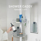 simplehuman 8' Tension Pole Shower Caddy, Stainless Steel and Anodized Aluminum - size: 8 ft