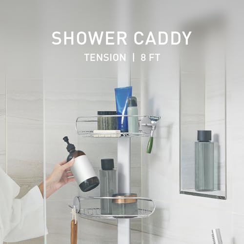 simplehuman 8' Tension Pole Shower Caddy, Stainless Steel and Anodized Aluminum - size: 8 ft
