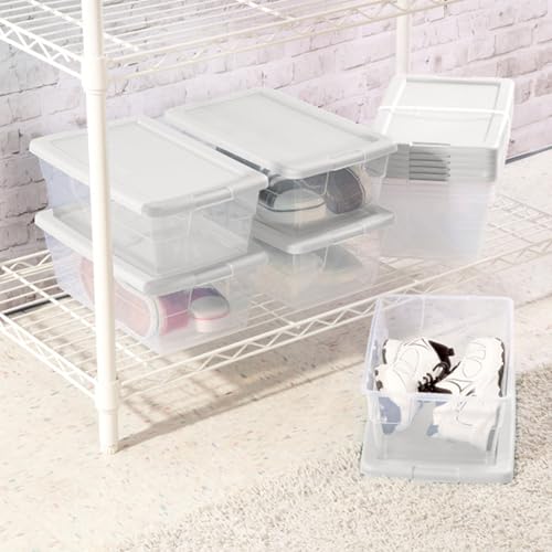 Sterilite 36-Pack 6 Quart Storage Box, Stackable Clear Plastic Bins with Snap-On Lids - Heavy-Duty Organizing Containers for Closet, Bathroom, and Office - size: 6 Quart, style: 36
