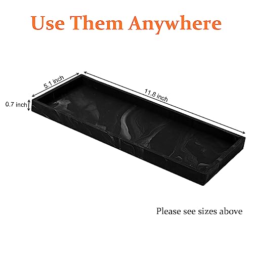 Bathroom Sink Countertop Vanity Organizer Tray, Silicone Kitchen Organizer Soap Tray, Organizer Counter Tray for Jewelry Perfume Cosmetics Keys - Black Silicone Rectangular 11.7”