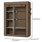 Calmootey Portable Closet Organizers, Clothing Storage, Wardrobe with 6 Shelves and Hanging Rod, Non-Woven Fabric Cover with 4 Side Pockets, Brown - color: Brown