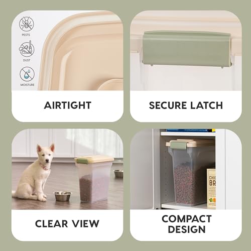 IRIS USA Dog Food Storage Container, Airtight Lid, Up to 13 Pounds Pet Food Storage, Versatile Pet Food Bin, Treats, BPA Free, Almond - color: Almond