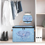 Custom Storage Basket with Name, Personalized Storage Bins with Zipper Lid, Foldable Fabric Storage Box Large capacity with Handle Bubble Elephant - color: Option 18