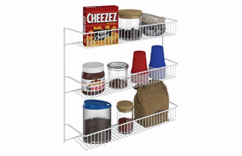 ClosetMaid 3-Tier Hanging Wall Mounted Metal Rack for Spices, Shelf Storage, Pantry Organization, Laundry, Kitchen, Bathroom, White, 8022 (Pack of 2) - size: 18-Inch Wide (Pack of 2), style: 3-Tier